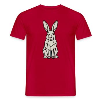 Geometrisk Bunny Low Poly Modern - Mænd T-shirt - rød - Foran - AI Model Male 178 dark (178cm)