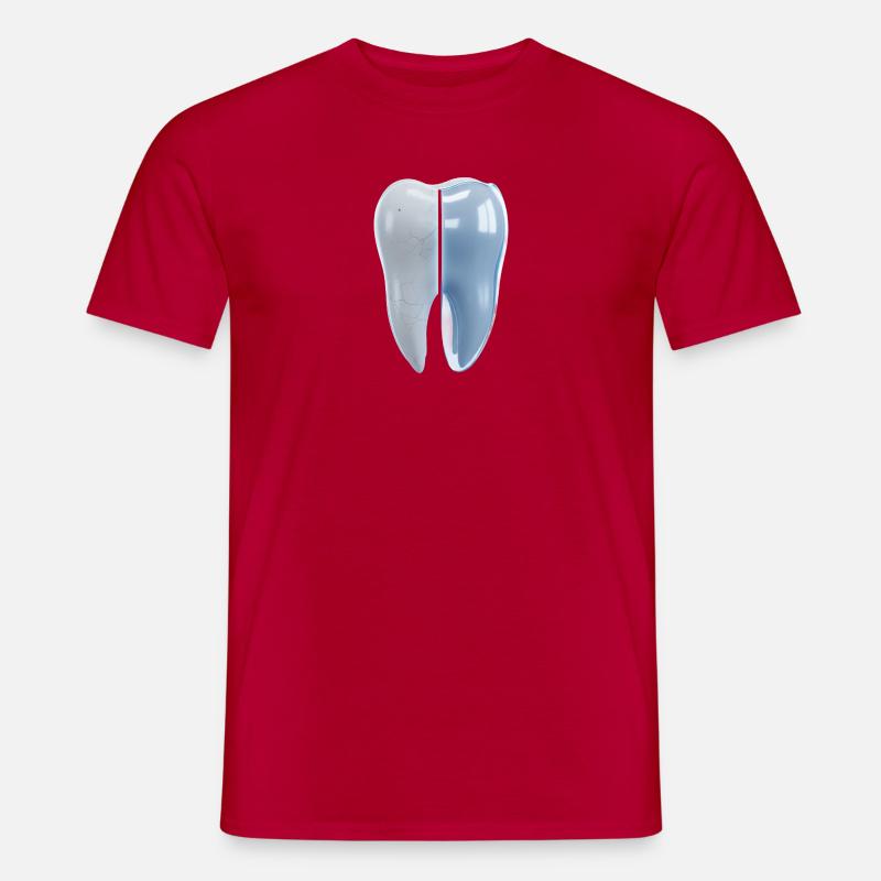 gesunder-kaputter-zahn-vorher-nachher-3d - Männer T-Shirt - Rot