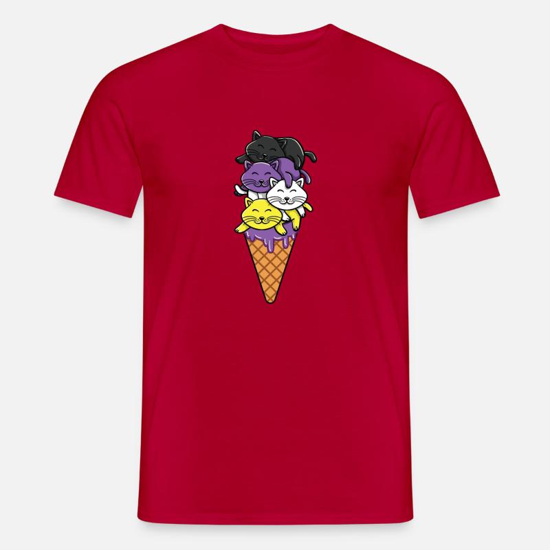 Nonbinäre Eiscreme Katzen Nonbinary Pride - Männer T-Shirt - Rot