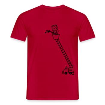 Feuerwehrmann mit Feuerwehrauto - Men's T-Shirt - red - Front - AI Model Male 178 dark (178cm)