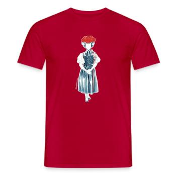 Trachtenmädchen roter Bollenhut - JGA - Männer T-Shirt - Rot - Vorne - AI Model Male 178 dark (178cm)
