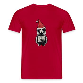 Alpaga avec chapeau de Noël, Noël, motif animal - T-shirt homme - rouge - Devant - AI Model Male 178 dark (178cm)