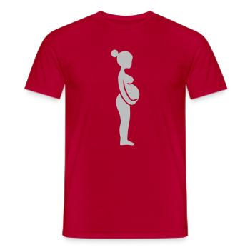 Schwangerschafts-Silhouette Grau - Männer T-Shirt - Rot - Vorne - AI Model Male 178 dark (178cm)