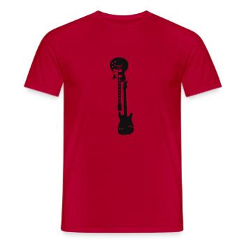 Guitare Discret - T-shirt homme - rouge - Devant - AI Model Male 178 dark (178cm)