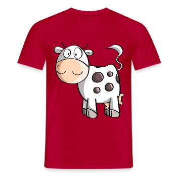 Lustige Gepunktete Kuh - Kühe - Comic - Kinder - Männer T-Shirt - Rot - Vorne - AI Model Male 178 dark (178cm)