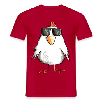 Chicken with cool sunglasses - rooster - goose - Men's T-Shirt - red - Front - AI Model Male 178 dark (178cm)