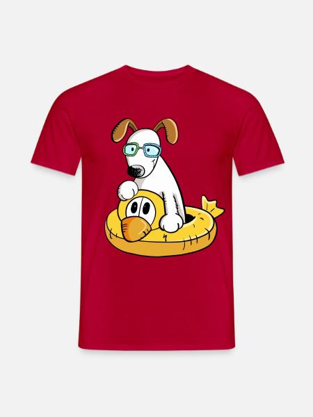 Dog On Vacation With Swimming Rip - Men's T-Shirt - red