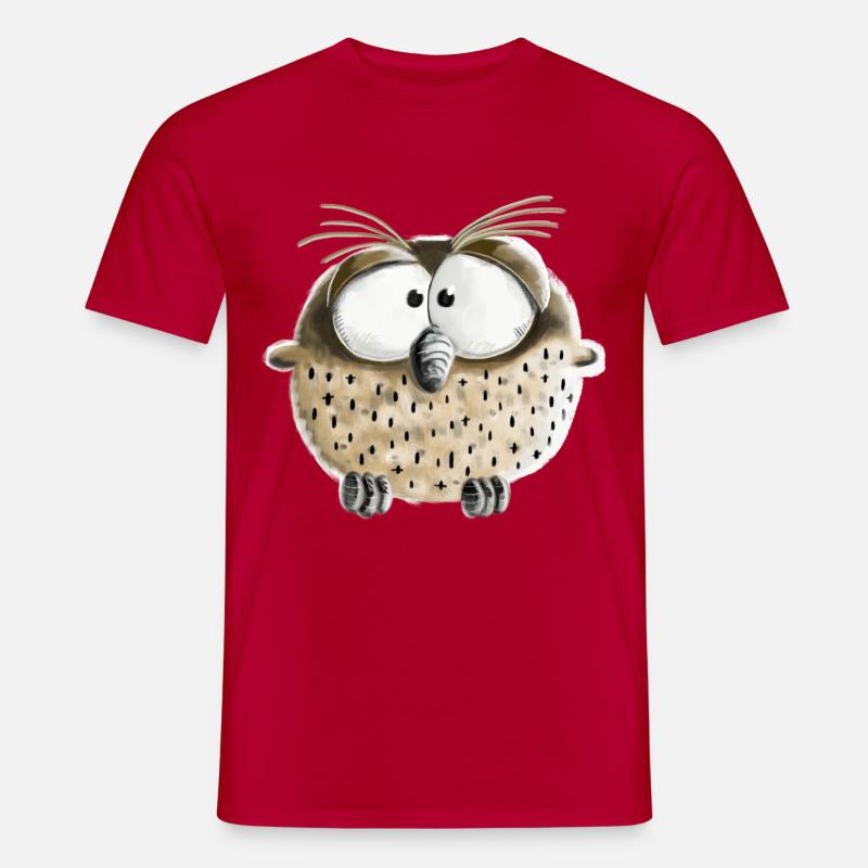 Witzige Eule I Kauz I Vogel I Comic Geschenk - Männer T-Shirt - Rot