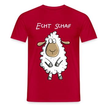 Echt Schaf I Cooles Schäfchen Comic Geschenk Fun - Männer T-Shirt - Rot - Vorne - AI Model Male 178 dark (178cm)