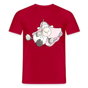 Verträumtes Schlafschaf - Schafe - Männer T-Shirt - Rot - Vorne - AI Model Male 178 dark (178cm)