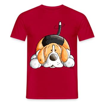 Happy Beagle - Men's T-Shirt - red - Front - AI Model Male 178 dark (178cm)