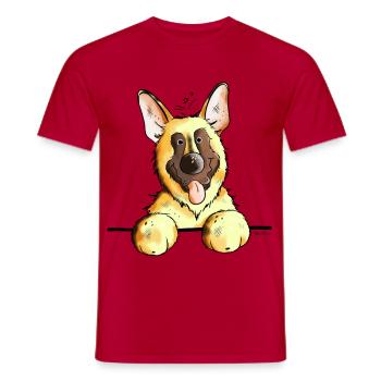 Funny German Shepherd - Men's T-Shirt - red - Front - AI Model Male 178 dark (178cm)