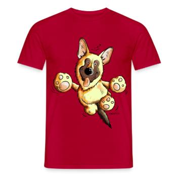 Funny German Shepherd - Men's T-Shirt - red - Front - AI Model Male 178 dark (178cm)