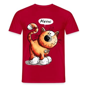 Funny Red Cat - Meow -.Cats - Gift - Pet - Animal - Men's T-Shirt - red - Front - AI Model Male 178 dark (178cm)
