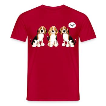Drei Beagle Hundetiere - Hund - Dog - Comic - Männer T-Shirt - Rot - Vorne - AI Model Male 178 dark (178cm)
