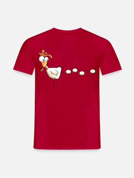Poule pond un oeuf dessin animé - T-shirt homme - rouge