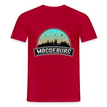 Magdeburg Deutschland Skyline Deutsches Souvenir - Männer T-Shirt - Rot - Vorne - AI Model Male 178 dark (178cm)
