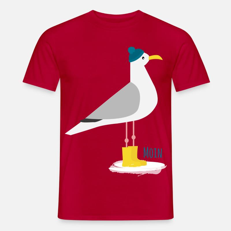 Möwe Bommelmütze MOIN - Männer T-Shirt - Rot