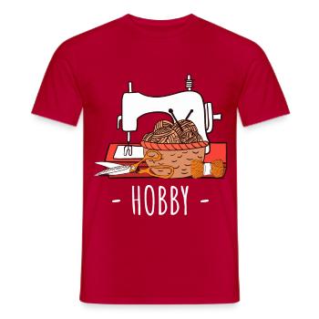 Couture et tricot Création d’artisanat - T-shirt homme - rouge - Devant - AI Model Male 178 dark (178cm)