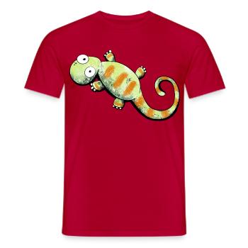 Joyeux Gecko I Lézard - T-shirt homme - rouge - Devant - AI Model Male 178 dark (178cm)