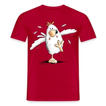Cool Running Chicken - Men's T-Shirt - red - Front - AI Model Male 178 dark (178cm)