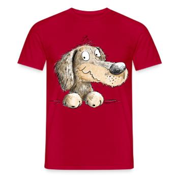 Happy Dachshund I Dachshund I Teckel I Dog - Men's T-Shirt - red - Front - AI Model Male 178 dark (178cm)