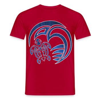 Tortue, océan et ciel étoilé - T-shirt homme - rouge - Devant - AI Model Male 178 dark (178cm)