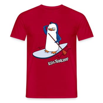 Küstenkind Pinguin - Männer T-Shirt - Rot - Vorne - AI Model Male 178 dark (178cm)