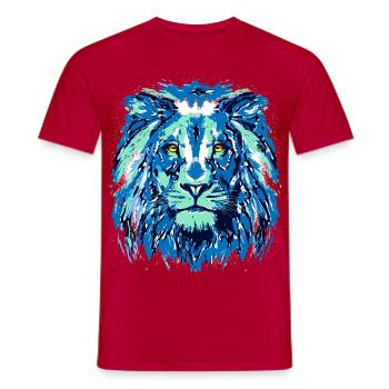 Lion Bleu - Tête de Lion - Signe du Zodiaque Lion - T-shirt homme - rouge - Devant - AI Model Male 178 dark (178cm)
