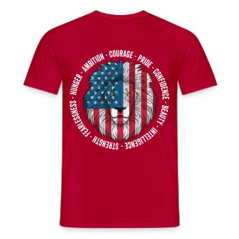 Patriotic Lion American Flag 4th Of July Leo Born - Men's T-Shirt - red - Front - AI Model Male 178 dark (178cm)