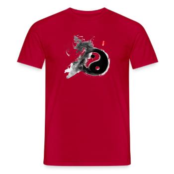 Chinesischer Drache mit Yin und Yang Symbol - Männer T-Shirt - Rot - Vorne - AI Model Male 178 dark (178cm)