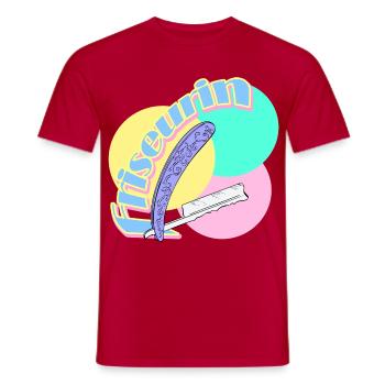 Coiffeur Rasoir Salon de coiffure - T-shirt homme - rouge - Devant - AI Model Male 178 dark (178cm)