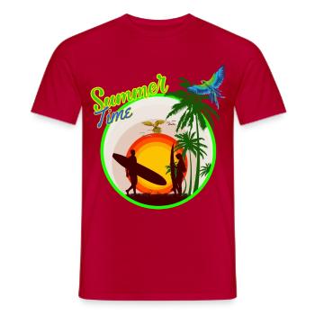 heure d'été - T-shirt homme - rouge - Devant - AI Model Male 178 dark (178cm)