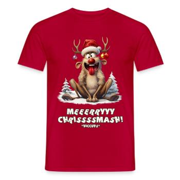 Lustiges Rentier Weihnachtsdesign - Männer T-Shirt - Rot - Vorne - AI Model Male 178 dark (178cm)