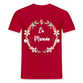 Collection Mariage Bohème - La Mariée - T-shirt homme - rouge - Devant - AI Model Male 178 dark (178cm)