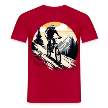 vététiste, vélo, montagnes, de plein air, sport - T-shirt homme - rouge - Devant - AI Model Male 178 dark (178cm)