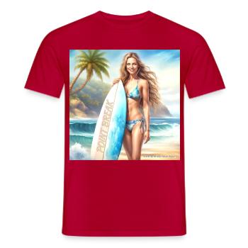Girl Action Surf 2 - Men's T-Shirt - red - Front - AI Model Male 178 dark (178cm)