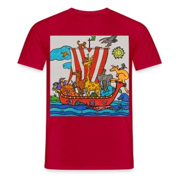 EG Arche Noah I Tiere I Natur - Männer T-Shirt - Rot - Vorne - AI Model Male 178 dark (178cm)