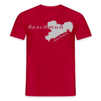 Beschmuh - Sachsen - Sächsisch - Dialekt - Männer T-Shirt - Rot - Vorne - AI Model Male 178 dark (178cm)