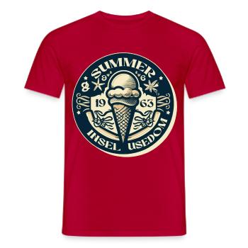 Chemise d’été de l’île Usedom Vintage Cream - T-shirt homme - rouge - Devant - AI Model Male 178 dark (178cm)