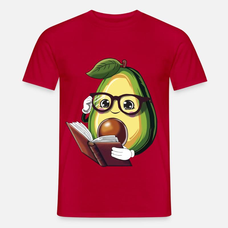 Avocado liest ein Buch – Bücherwurm - Männer T-Shirt - Rot