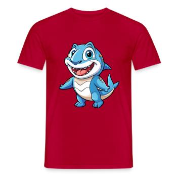 Shark Cute Cartoon Character Kawaii Clipart - Men's T-Shirt - red - Front - AI Model Male 178 dark (178cm)