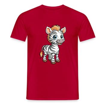 Zebra Cute Cartoon Character Kawaii Clipart - Men's T-Shirt - red - Front - AI Model Male 178 dark (178cm)