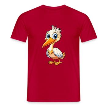 Pélican Mignon Personnage De Dessin Animé Kawaii Clipart - T-shirt homme - rouge - Devant - AI Model Male 178 dark (178cm)