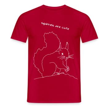 Squirrel lineart - Men's T-Shirt - red - Front - AI Model Male 178 dark (178cm)