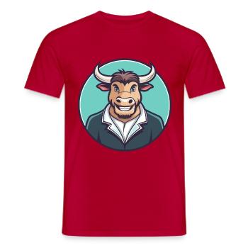 Bull Kawaii Dessin animé Personnage Animal Animal Visage - T-shirt homme - rouge - Devant - AI Model Male 178 dark (178cm)