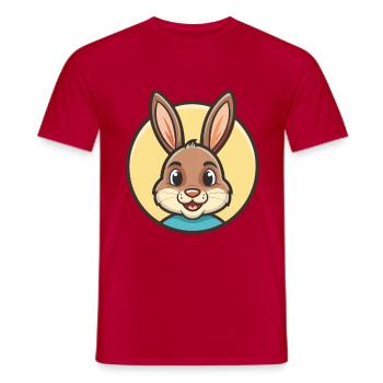Kaninchen Kawaii Cartoon Figur Tier Haustier Gesicht - Männer T-Shirt - Rot - Vorne - AI Model Male 178 dark (178cm)