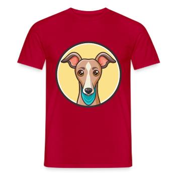 Lévrier italien chien race dessin animé Kawaii Clipart - T-shirt homme - rouge - Devant - AI Model Male 178 dark (178cm)