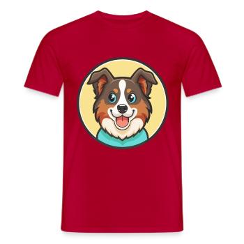 Miniature American Shepherd Dog Breed Cartoon Pet - Men's T-Shirt - red - Front - AI Model Male 178 dark (178cm)