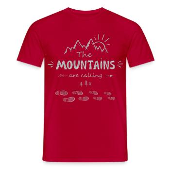 The mountains are calling - Hiking Camping Nature - Men's T-Shirt - red - Front - AI Model Male 178 dark (178cm)